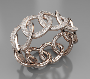 an intricate ring with diamonds on it