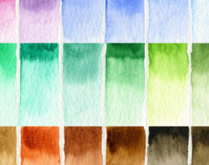 the colors of watercolors are shown in different shades