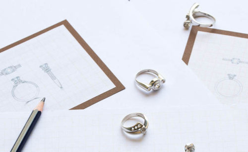 a pair of rings sitting on top of a piece of paper