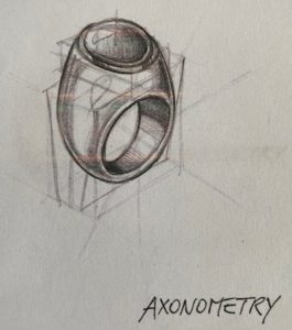 a drawing of a ring on top of a piece of paper