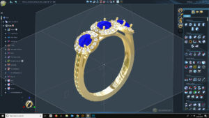 a computer screen shot of a gold ring with blue stones