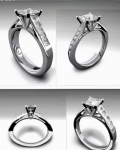 four different views of a diamond ring